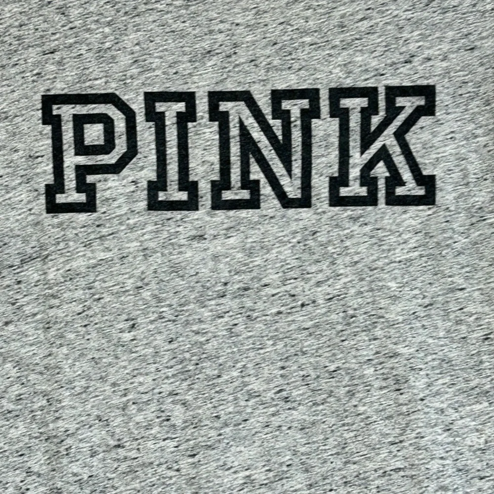 Victoria's Secret PINK Long Sleeve T-Shirt Heather Grey Logo Crew Neck XL - Picture 3 of 8